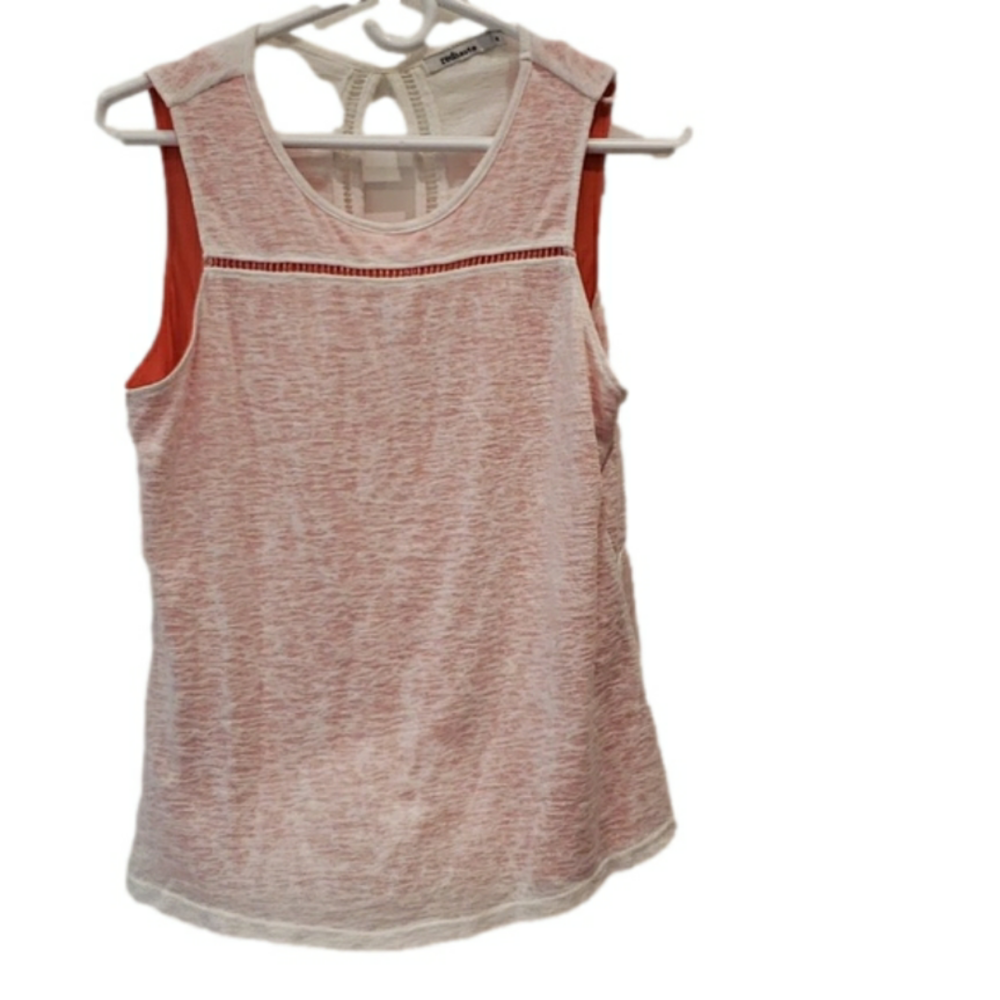 RED Haute Tank Top Layered White Orange/Coral Knit Women's Medium